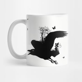 Awesome crow flying with a fairy in the night Mug